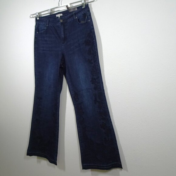 John Mark Embroidered Jeans Women's Plus Size 16W Blue Denim Stretch Flare - Picture 4 of 16